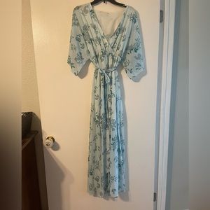Kimono Faux wrap v neck maxi dress